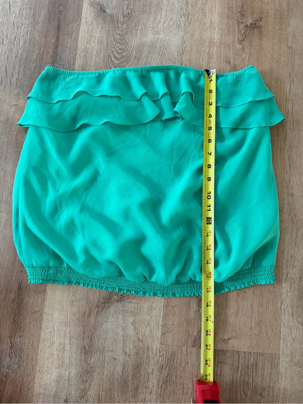 Green Ruffle Bandeau Top - Large - Picture 5 of 6